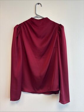 Express Burgundy Long Sleeve Satin Blouse